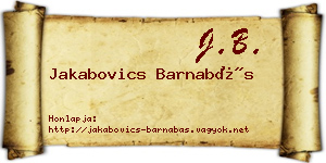 Jakabovics Barnabás névjegykártya
